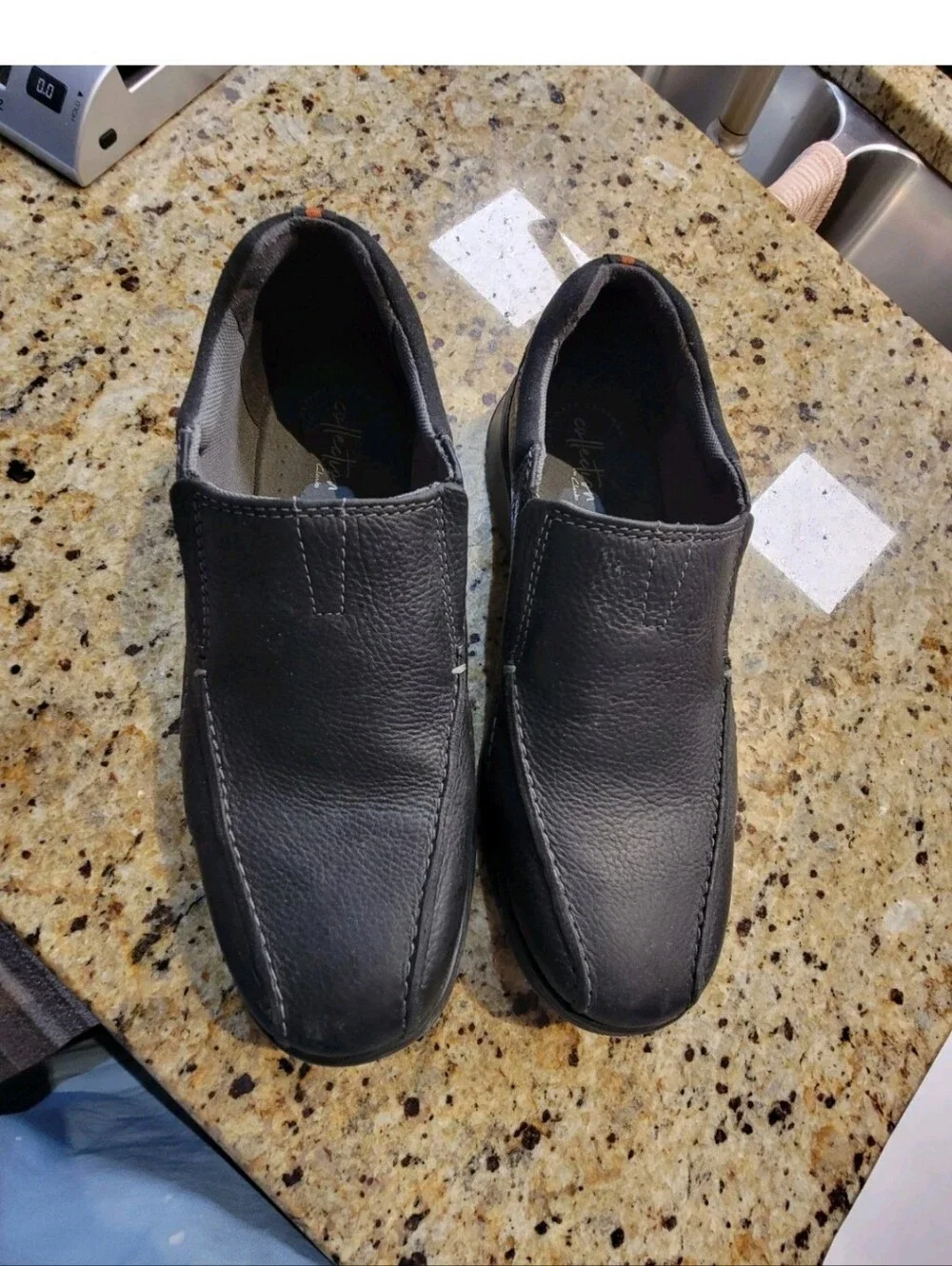 Clarks #14885 Black Pebbled Mens Ultimate Comfort Loafer Shoes 11W